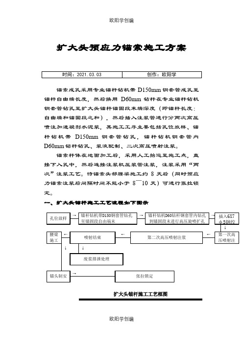 扩大头预应力锚索施工方案之欧阳学创编