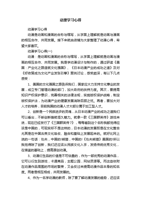 动漫学习心得