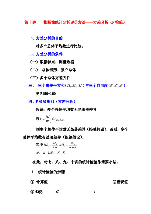 10.第十讲 推断性统计分析评价方法--方差分析(F检验)