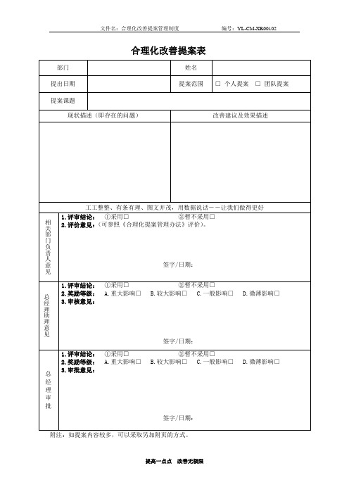 合理化改善提案表