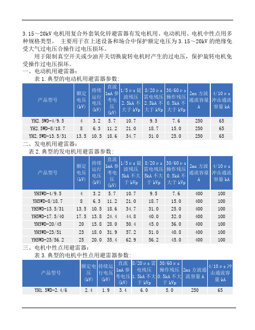 YH2.5WD电机型避雷器使用说明书