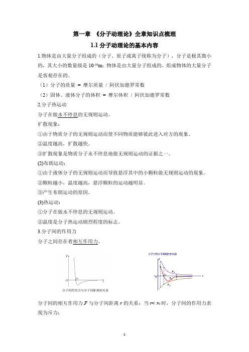 第一章分子动理论+全章知识点梳理