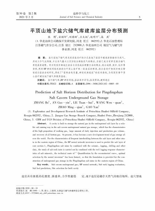 平顶山地下盐穴储气库建库盐层分布预测