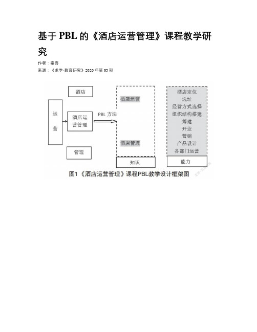 基于PBL的《酒店运营管理》课程教学研究