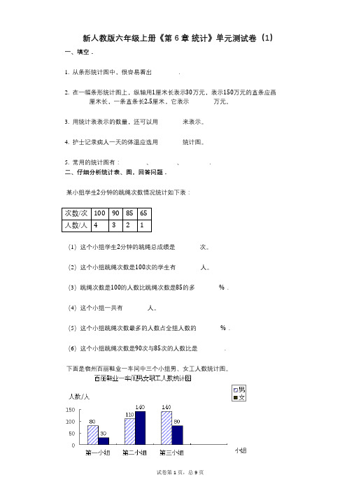 新人教版六年级上册《第6章_统计》小学数学-有答案-单元测试卷(1)