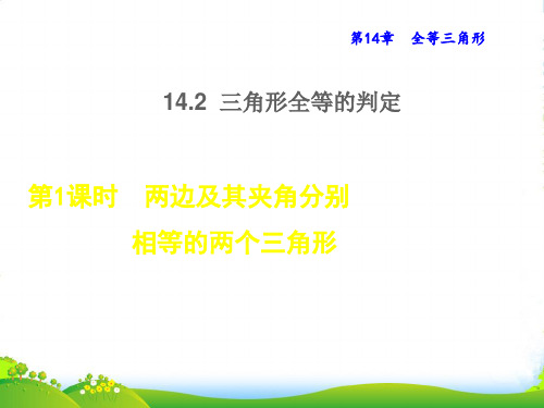 八年级数学上第14章全等三角形14.2三角形全等的判定1两边及其夹角分别相等的两个三角形授课课沪科