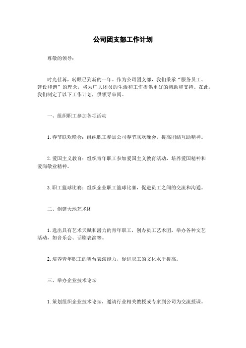 公司团支部工作计划