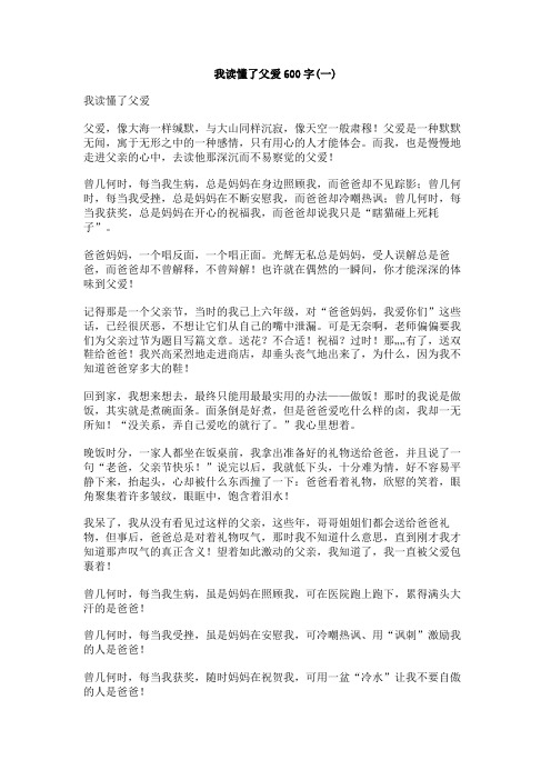 我读懂了父爱600字