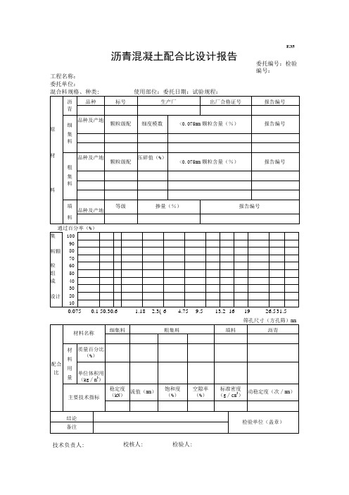 市政材料E35沥青混凝土配合比设计报告