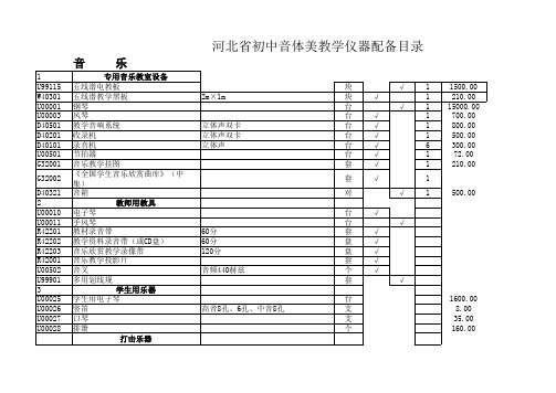 河北省音体美仪器配备目录(中学)