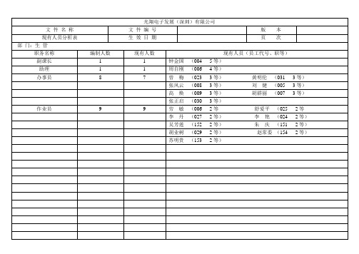 现有人员分析表