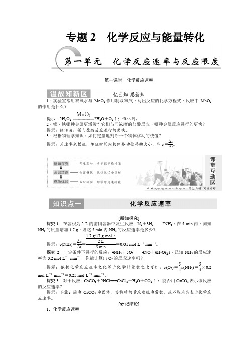 新苏教版化学必修2同步讲义：化学反应速率