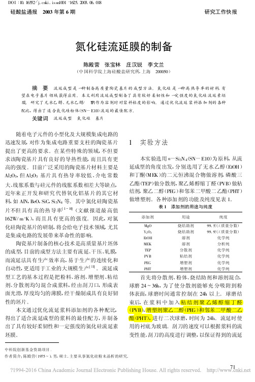 氮化硅流延膜的制备_陈殿营