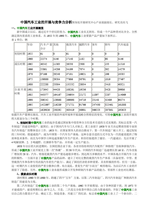 中国汽车工业的发展与竞争力分析