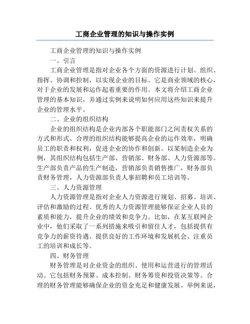 工商企业管理的知识与操作实例