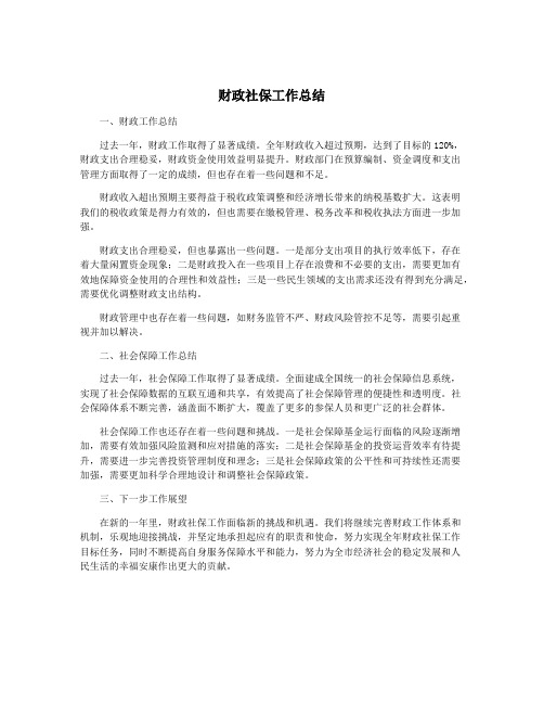 财政社保工作总结