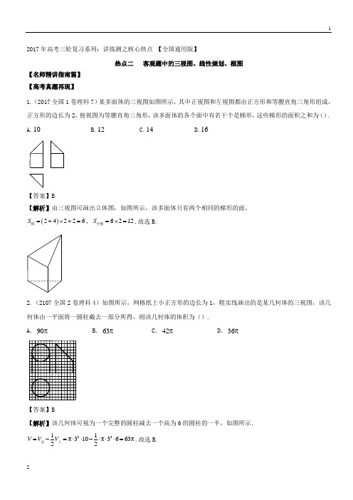 客观题中的三视图、线性规划、框图-2018年高考数学三轮讲练测核心热点总动员(新课标版)+Word版含解析