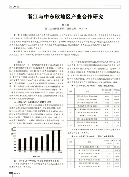 浙江与中东欧地区产业合作研究