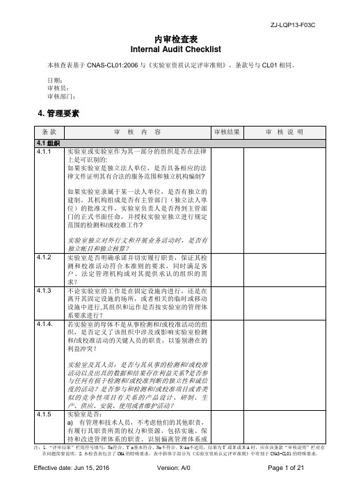 内审检查表