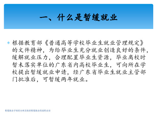 暂缓就业手续的办理及取消暂缓就业的流程必读课件