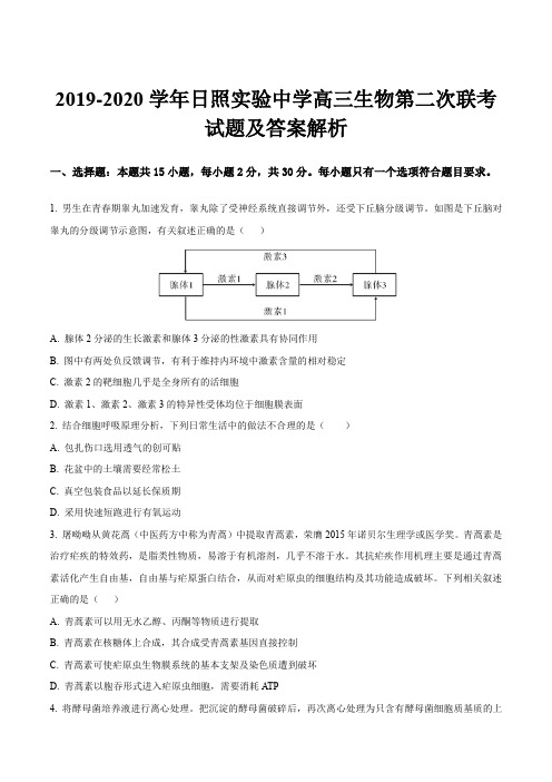 2019-2020学年日照实验中学高三生物第二次联考试题及答案解析