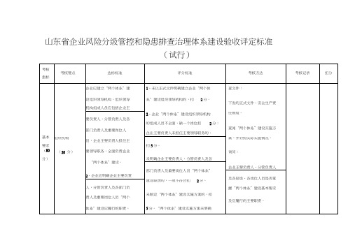 山东省企业风险分级管控和隐患排查治理体系建设验收评定标准