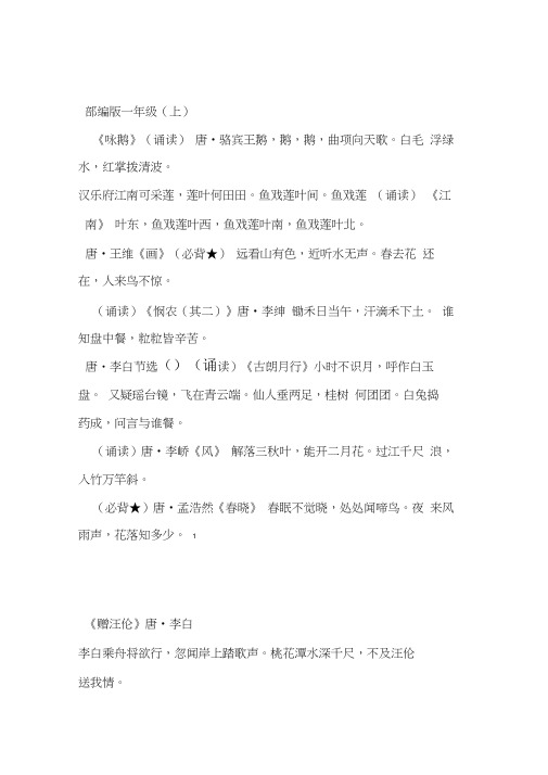 word完整版统编教材19年级语文必背古诗文142篇都找齐了