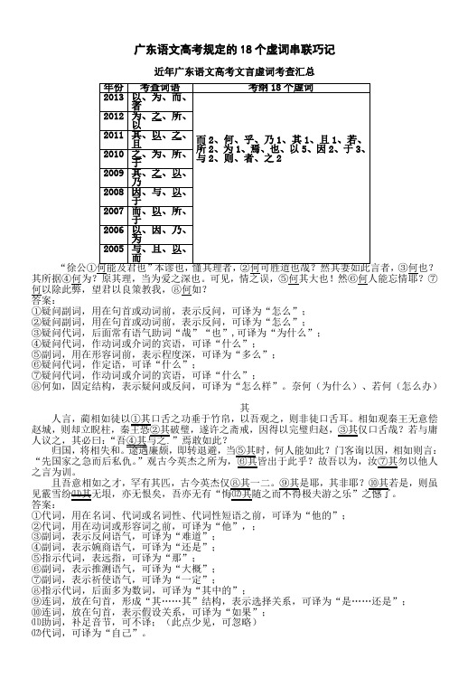 广东语文高考规定的18个虚词串联巧记