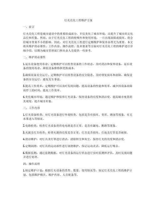 灯光亮化工程维护方案