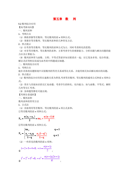 版高考数学一轮复习 5.2数列综合应用精品学案 新人教a版