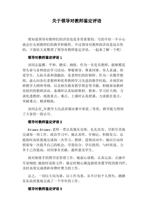 关于领导对教师鉴定评语