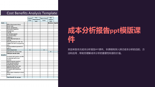 成本分析报告模版课件