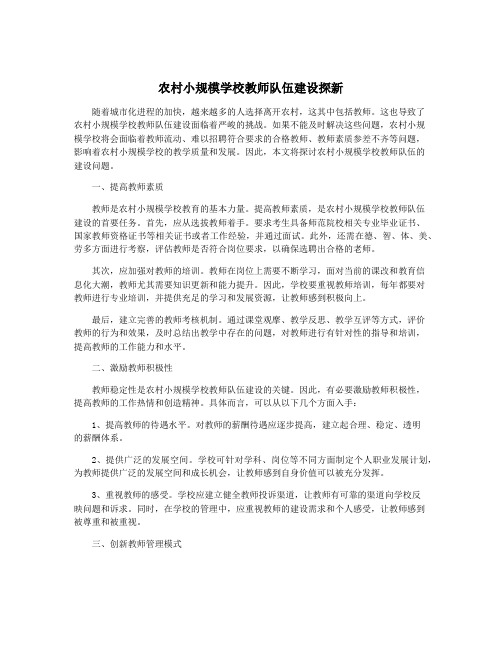 农村小规模学校教师队伍建设探新