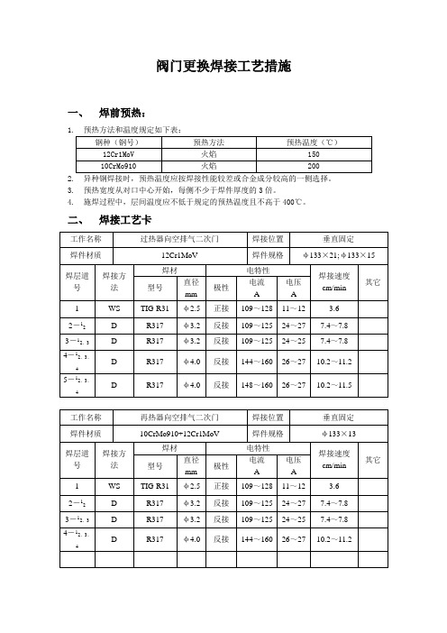 阀门更换焊接工艺措施