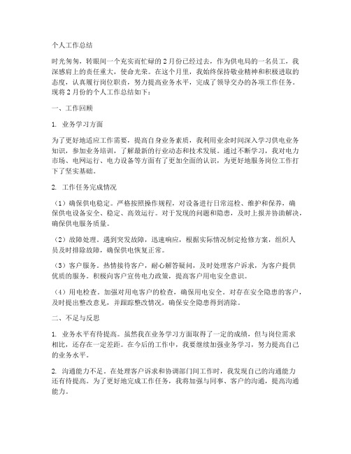 2月份个人工作总结供电局