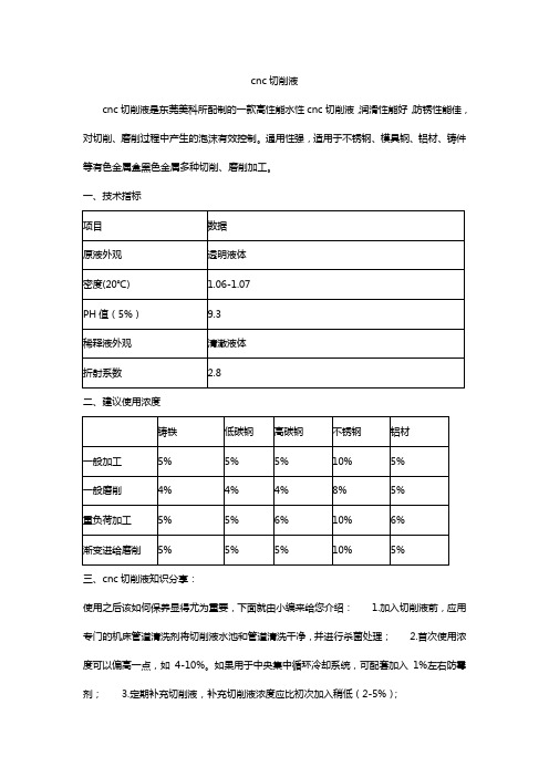 cnc切削液