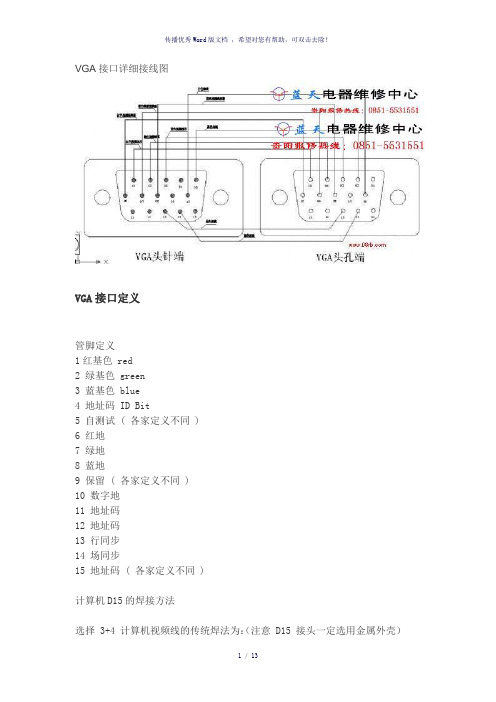 VGA接口详细接线图