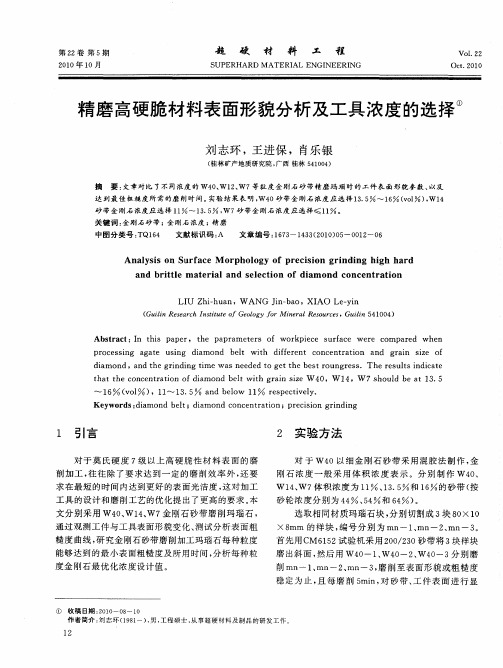 精磨高硬脆材料表面形貌分析及工具浓度的选择