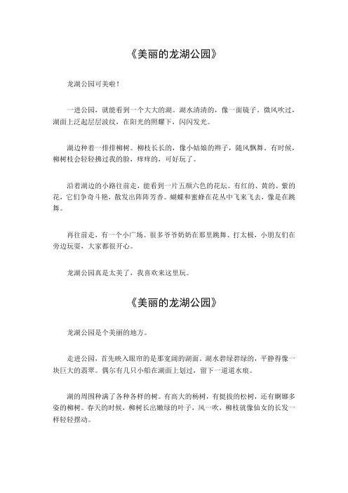 美丽的龙湖公园作文500字