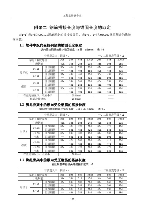 钢筋搭接与锚固长度