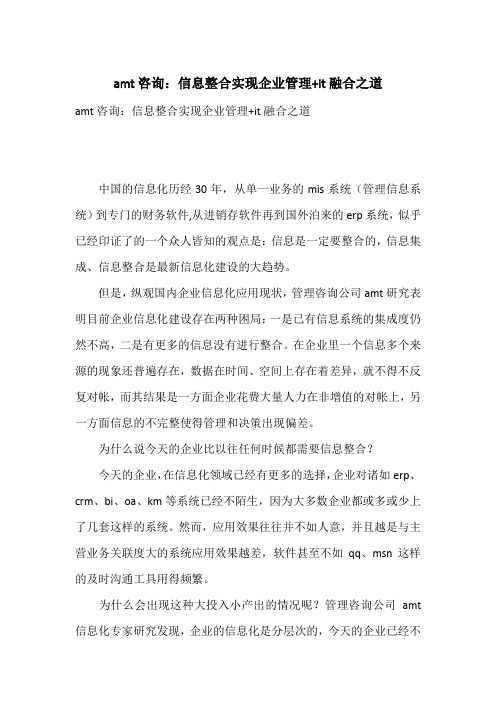 amt咨询：信息整合实现企业管理+it融合之道