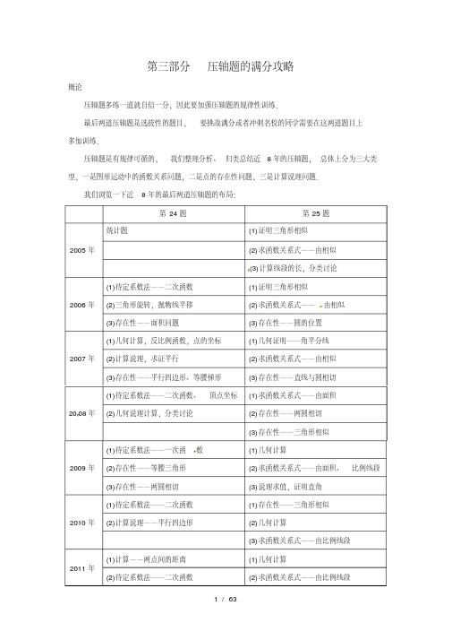 上海中考数学压轴题满分攻略考典文档