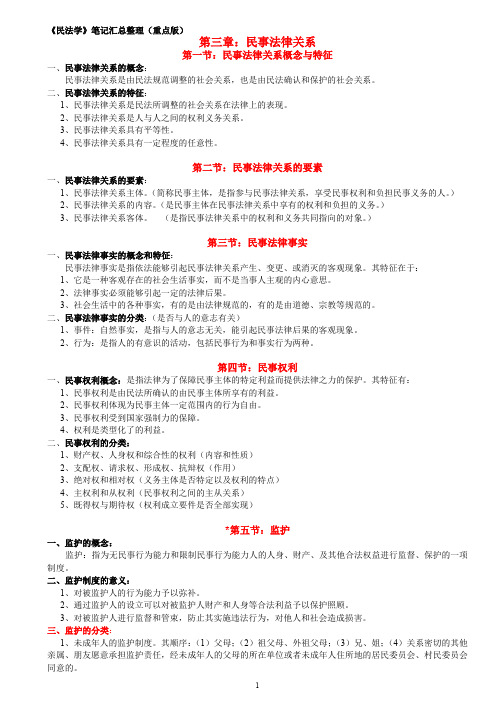 (完整word版)民法学笔记汇总整理(重点版)