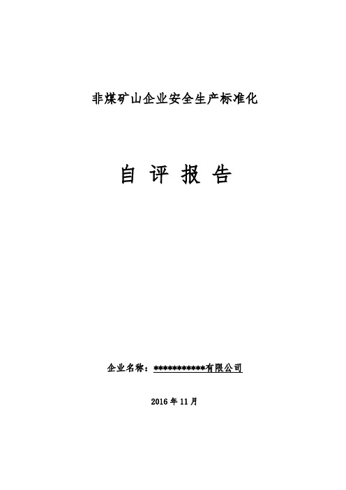 最新非煤矿山安全生产标准化自评报告