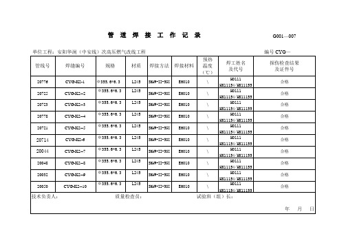 3管道焊接工作记录