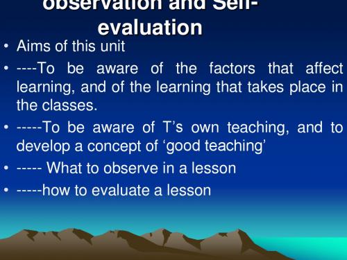 Unit 8 Classroom observation and Self-evaluation