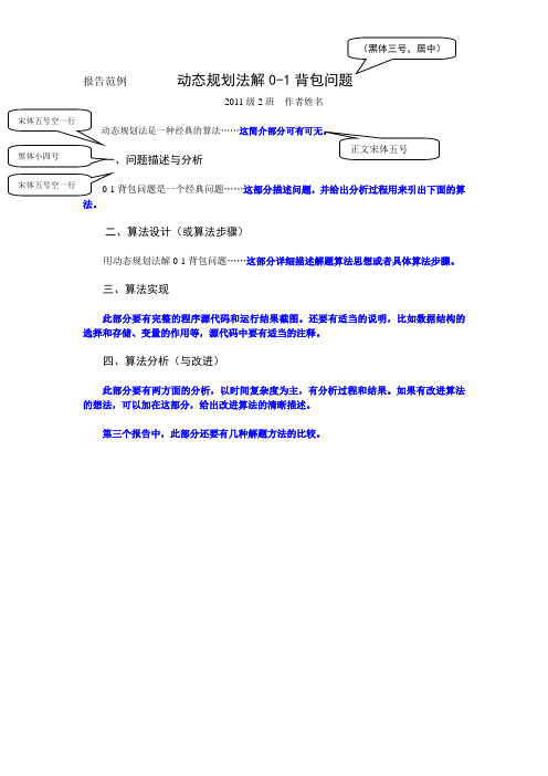 算法分析与程序设计——报告模板