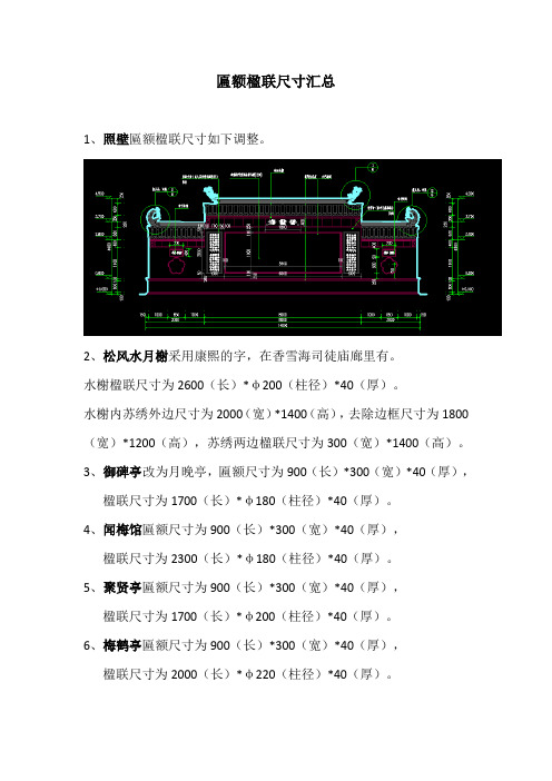 匾额楹联尺寸汇总