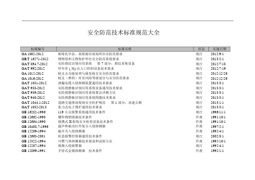 安全防范技术规范大全