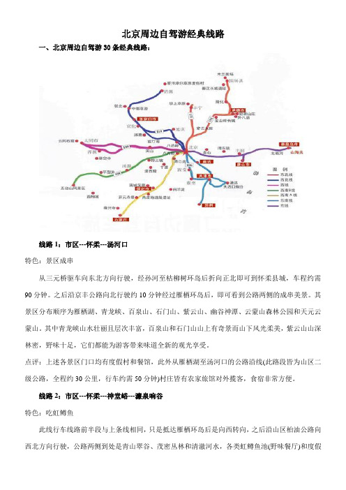 十一假期北京周边地区自驾游80条线路路书